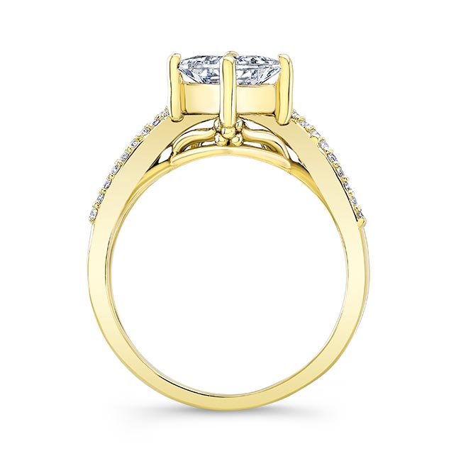 Yellow Gold Unique Princess Cut Lab Grown Diamond Engagement Ring Image 2