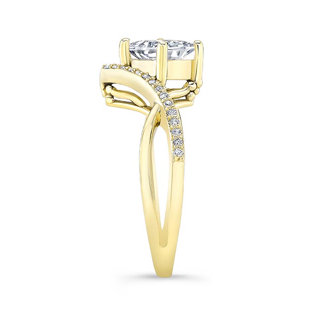 Yellow Gold Unique Princess Cut Lab Grown Diamond Engagement Ring Image 3