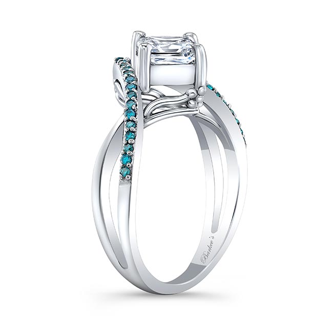 Unique Princess Cut Blue Diamond Accent Ring Image 2