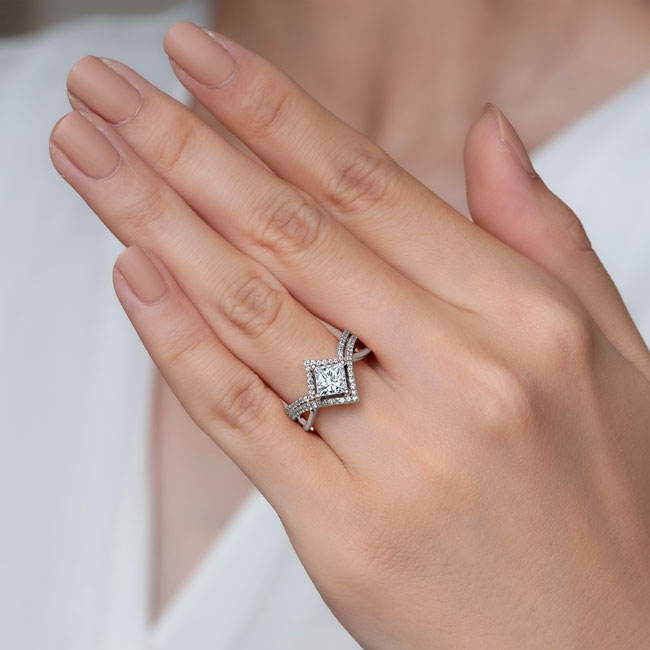 Unique Princess Cut Moissanite Wedding Set Image 4