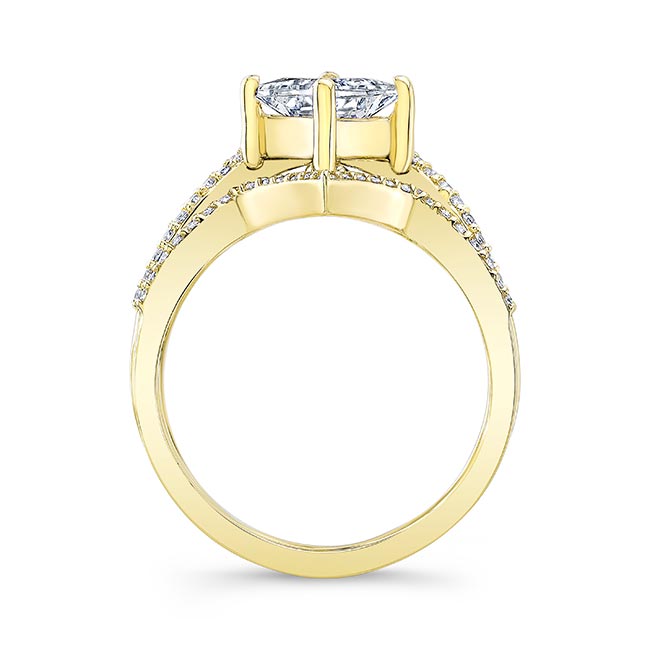 Yellow Gold Unique Princess Cut Wedding Set Image 2