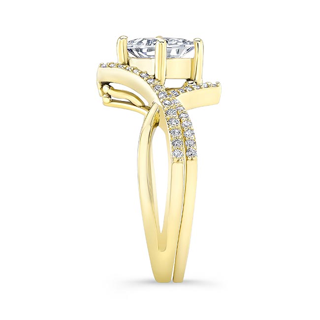 Yellow Gold Unique Princess Cut Wedding Set Image 3