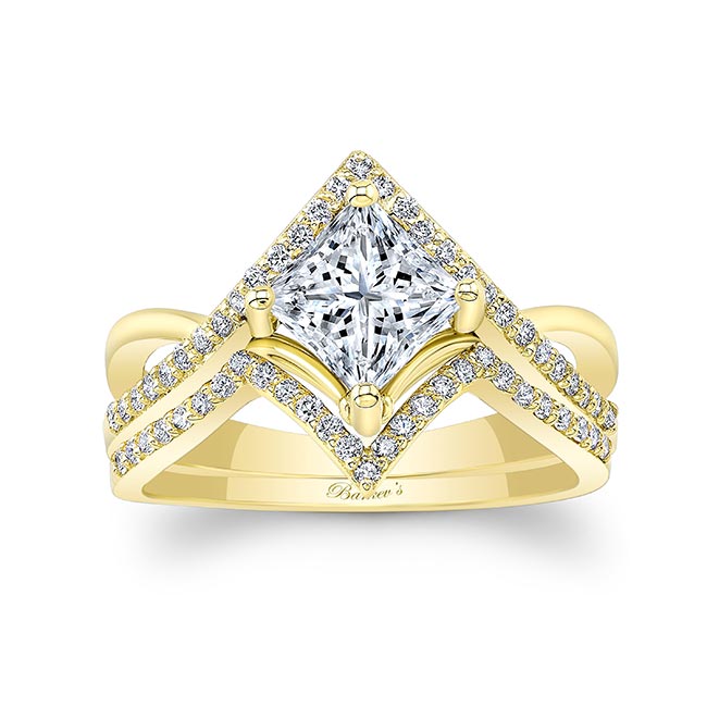 Unique Princess Cut Wedding Set