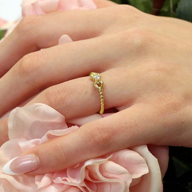 Yellow Gold Double Heart Promise Ring Image 3