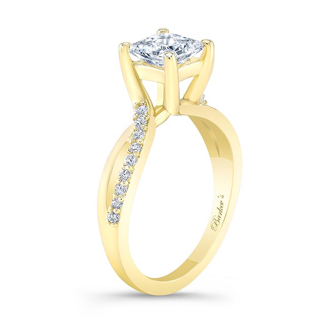 Yellow Gold Princess Cut Moissanite Ring Image 2