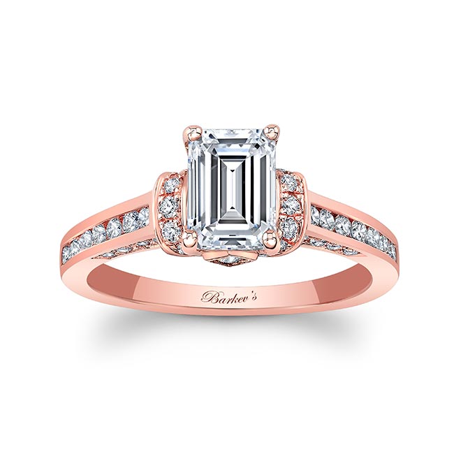 Rose Gold Emerald Cut Diamond Ring