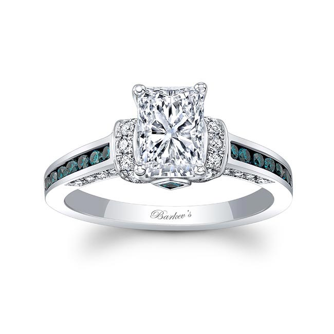 Radiant Cut Blue Diamond Accent Ring