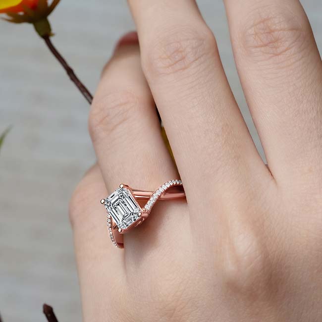 Rose Gold 2 Carat Emerald Cut Diamond Ring Image 5