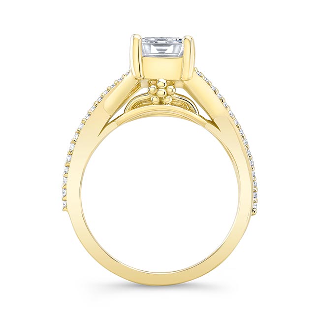 Yellow Gold 2 Carat Emerald Cut Moissanite Ring Image 2