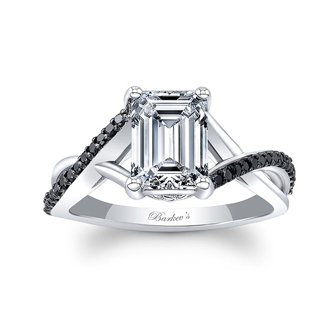 2 Carat Emerald Cut Black Diamond Accent Ring