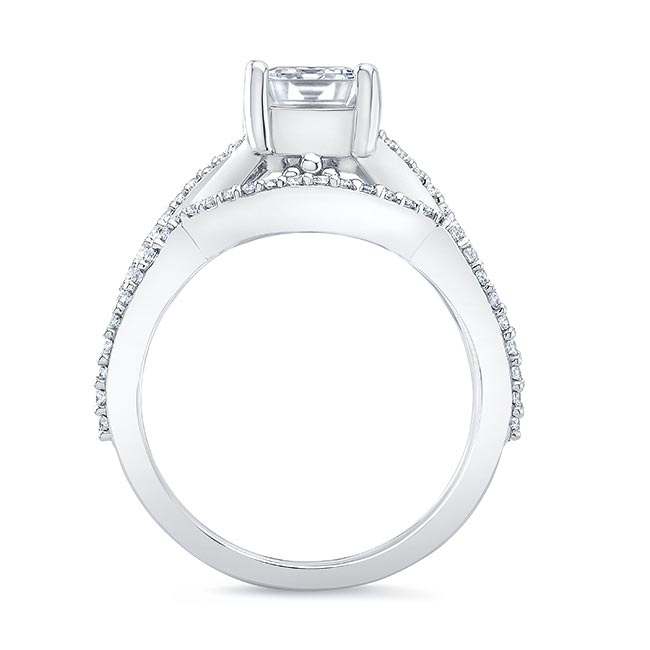 2 Carat Emerald Cut Moissanite Ring Set Image 2