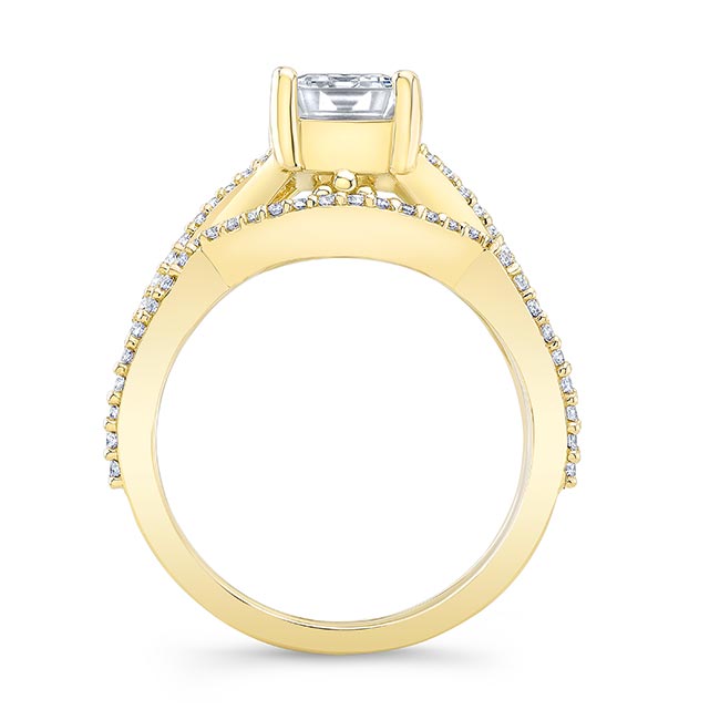 Yellow Gold 2 Carat Radiant Cut Moissanite Ring Set Image 2