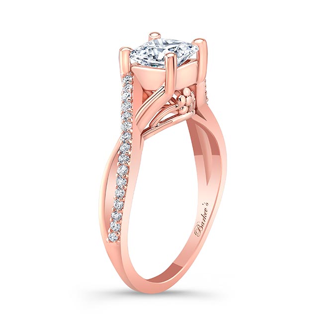 Rose Gold One Carat Princess Cut Moissanite Ring Image 2