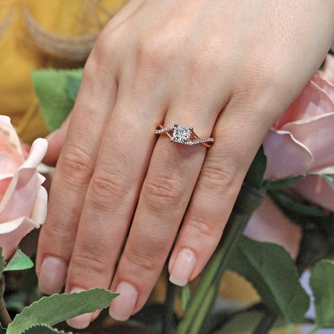 Rose Gold One Carat Princess Cut Moissanite Ring Image 3