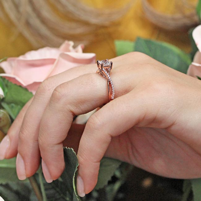 Rose Gold One Carat Princess Cut Moissanite Ring Image 4