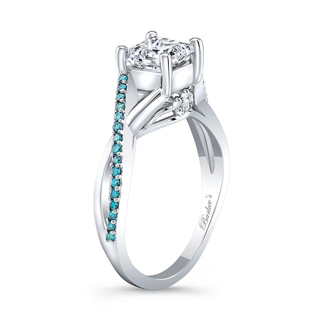 One Carat Princess Cut Blue Diamond Accent Ring Image 2