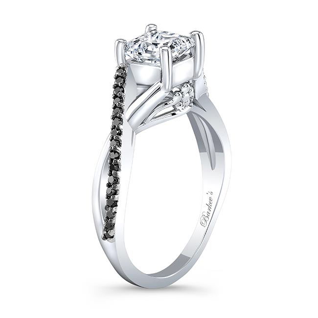 One Carat Princess Cut Black Diamond Accent Ring Image 2