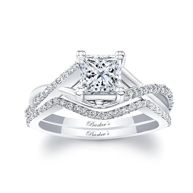 One Carat Princess Cut Diamond Bridal Set