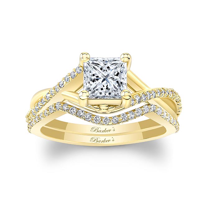 One Carat Princess Cut Diamond Bridal Set