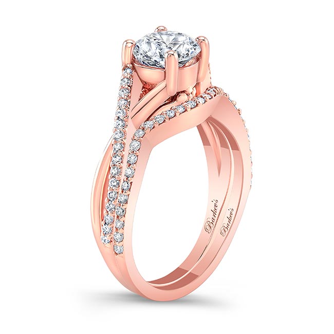 Rose Gold One Carat Moissanite Bridal Set Image 2