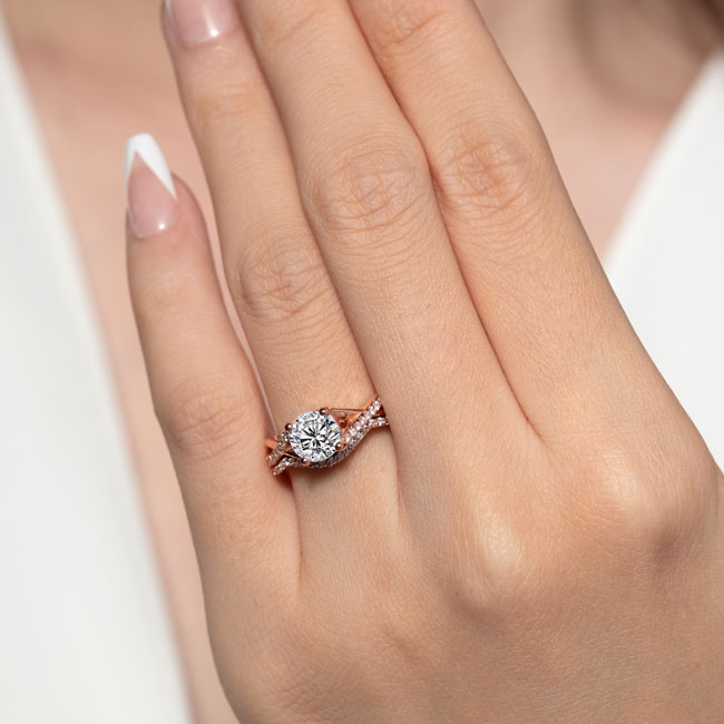 Rose Gold One Carat Moissanite Bridal Set Image 3