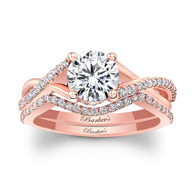 Rose Gold One Carat Moissanite Bridal Set