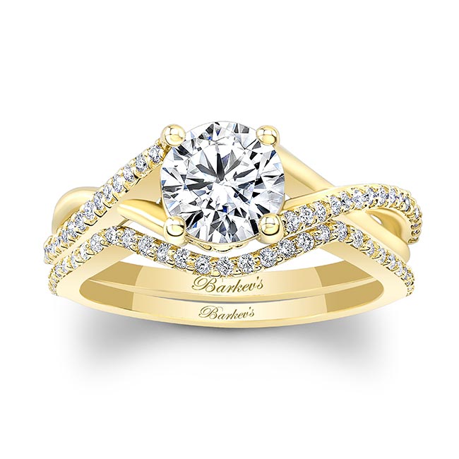 Yellow Gold One Carat Lab Grown Diamond Bridal Set