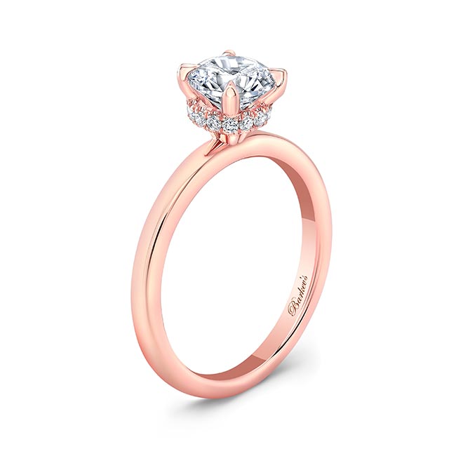 Rose Gold Round Hidden Halo Moissanite Engagement Ring Image 2