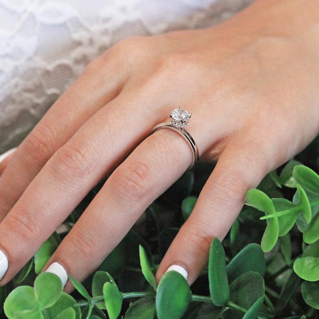 Round Hidden Halo Moissanite Engagement Ring Image 4