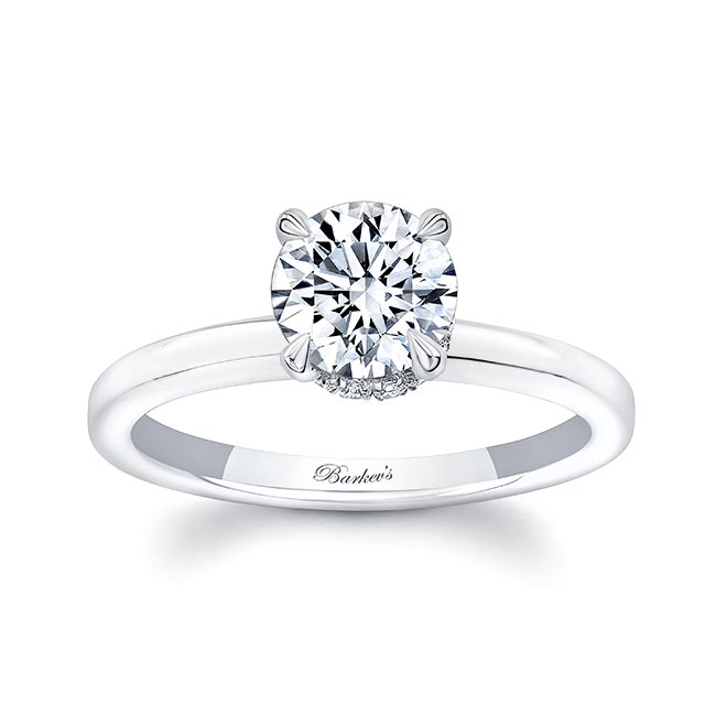 Round Hidden Halo Moissanite Engagement Ring