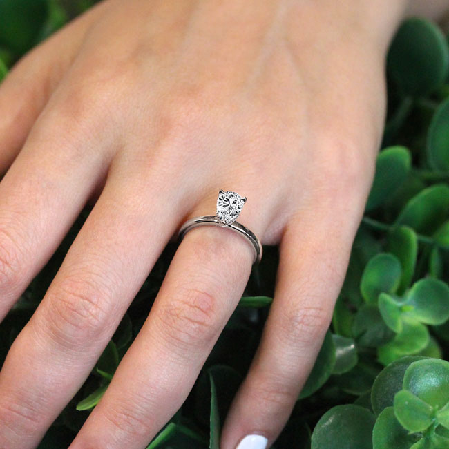 Hidden Halo Pear Moissanite Engagement Ring Image 3