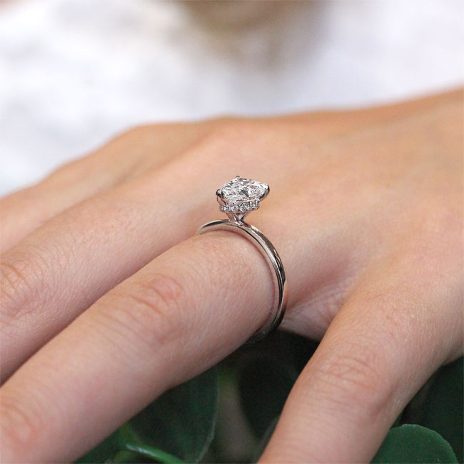 Hidden Halo Pear Moissanite Engagement Ring Image 5