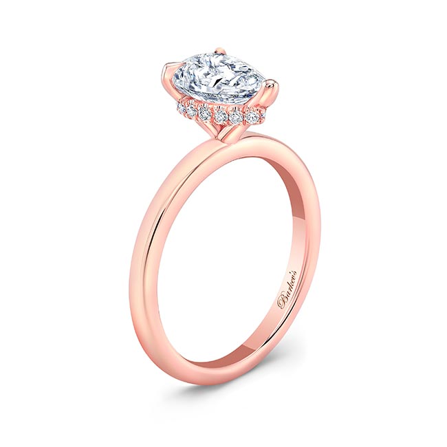 Rose Gold Hidden Halo Pear Lab Grown Diamond Engagement Ring Image 2