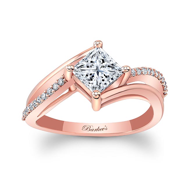 Rose Gold Princess Cut Moissanite Engagement Ring