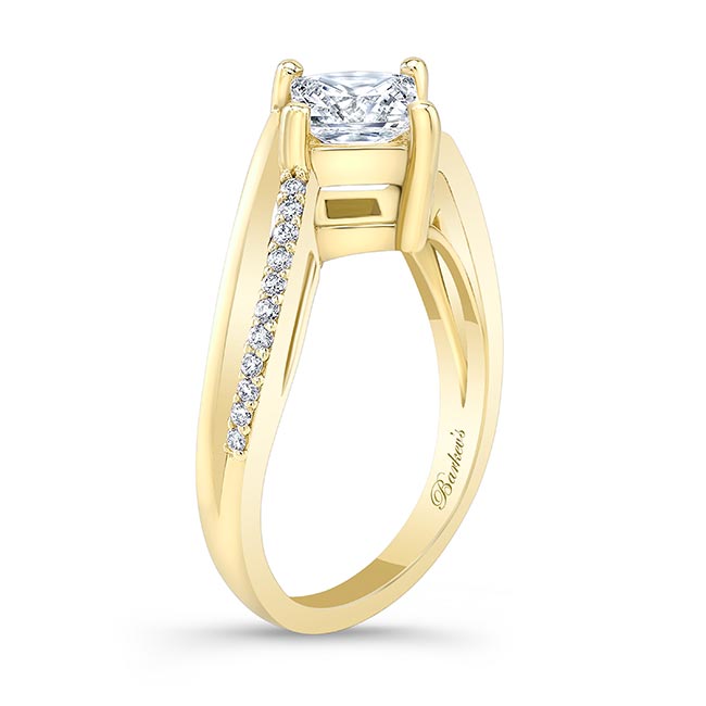 Yellow Gold Princess Cut Moissanite Engagement Ring Image 2