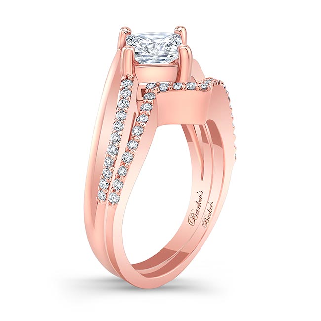 Rose Gold Princess Cut Diamond Engagement Ring Set Image 2