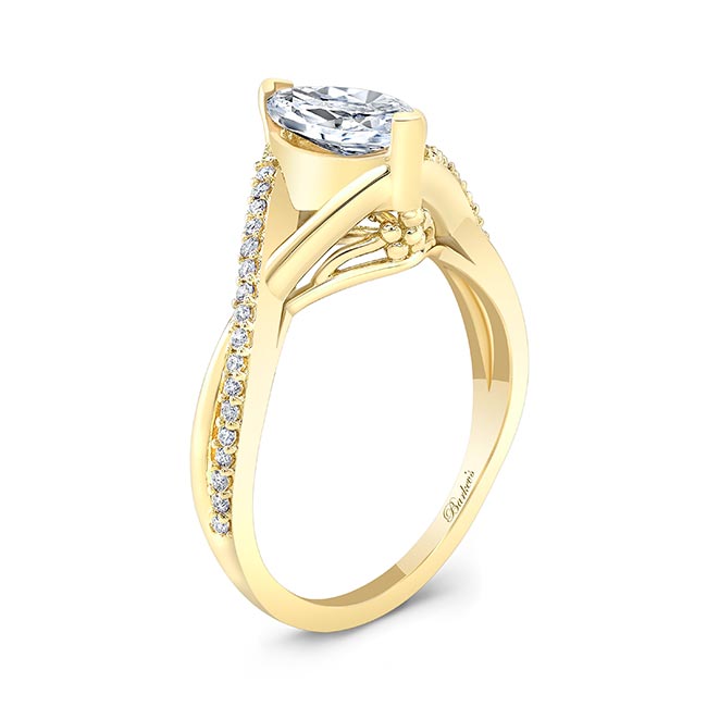 Yellow Gold 3 Carat Marquise Moissanite Ring Image 2