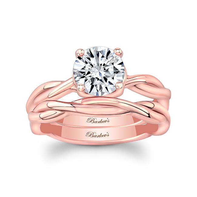 Rose Gold Twist Solitaire Bridal Set