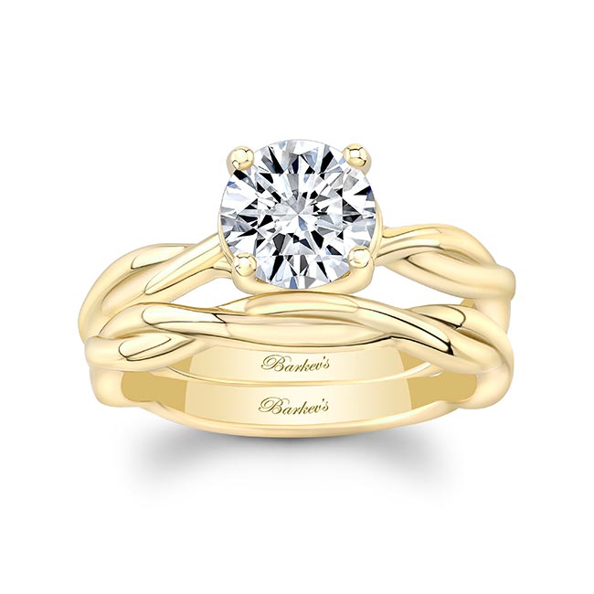 Yellow Gold Lab Grown Diamond Twist Solitaire Bridal Set