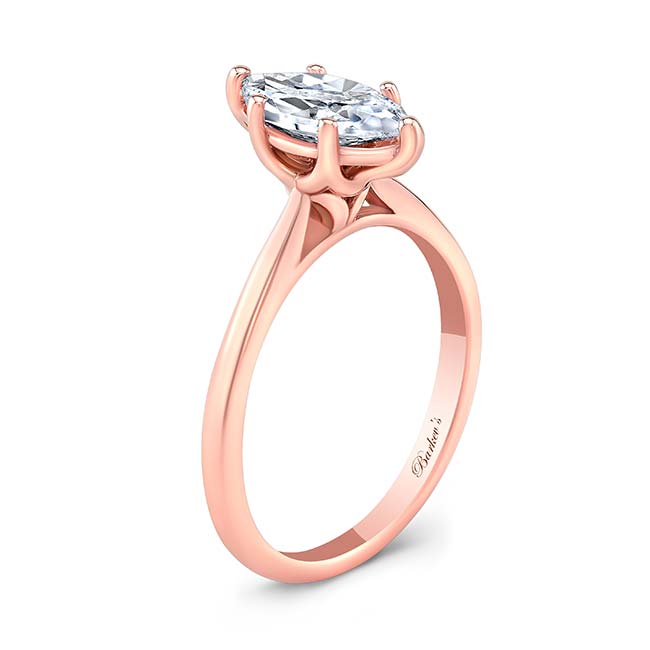 Rose Gold Marquise Moissanite Solitaire Ring Image 2