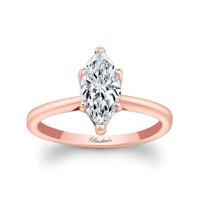 Rose Gold Marquise Moissanite Solitaire Ring