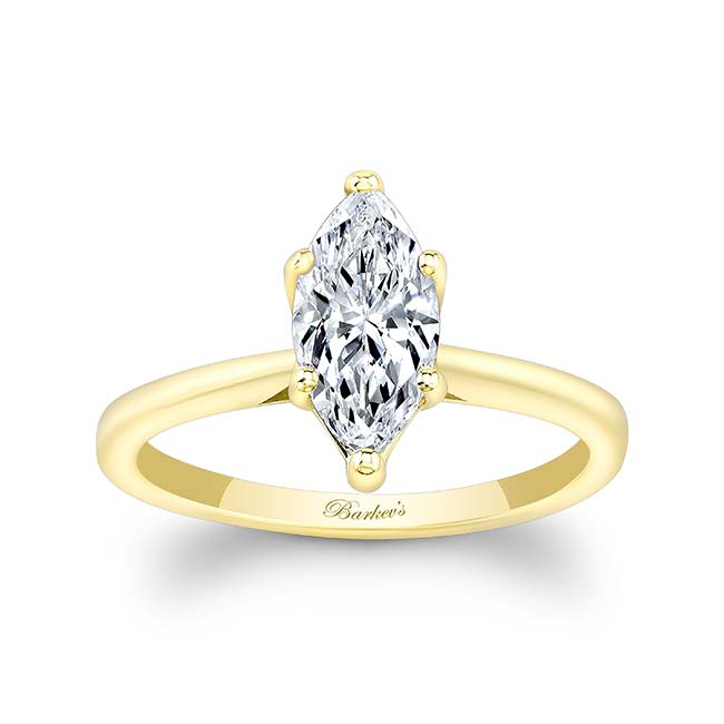 Yellow Gold Marquise Moissanite Solitaire Ring