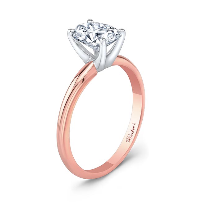 Rose Gold 1 Carat Oval Solitaire Moissanite Ring Image 2