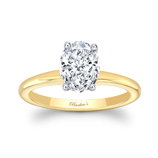 Yellow Gold 1 Carat Oval Solitaire Moissanite Ring