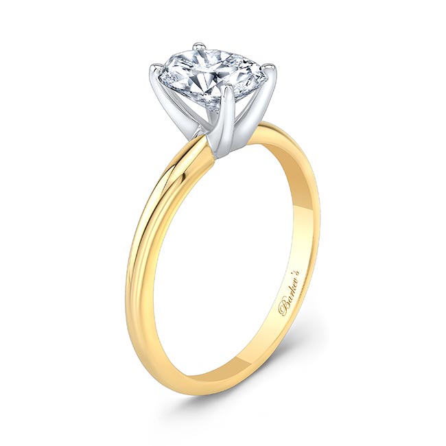 Yellow Gold 2 Carat Oval Solitaire Diamond Ring Image 2