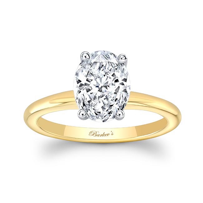 Yellow Gold 2 Carat Oval Solitaire Diamond Ring