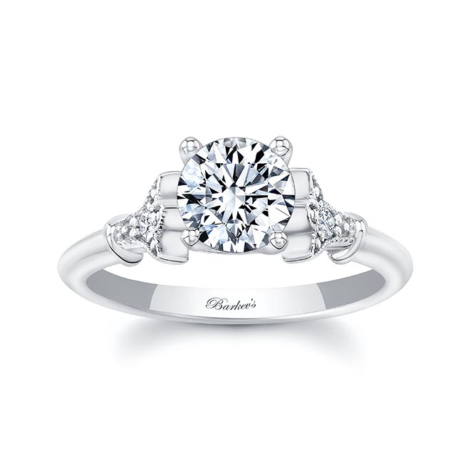 Petite Leaf Diamond Engagement Ring