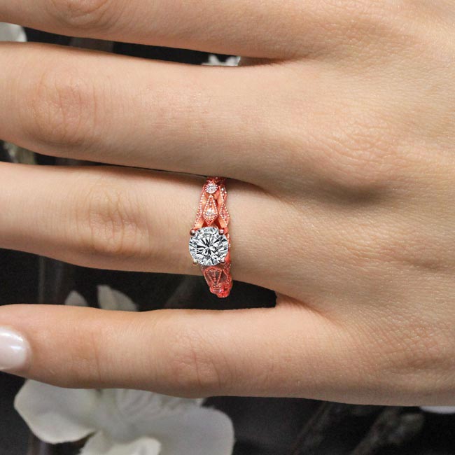 Rose Gold Vintage Moissanite Ring Image 3