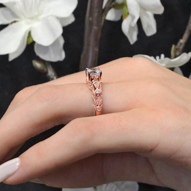 Rose Gold Vintage Moissanite Ring Image 4