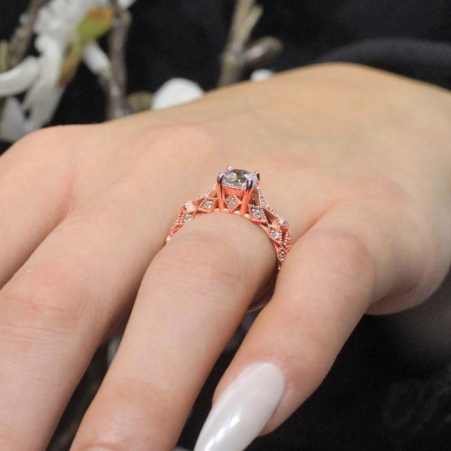 Rose Gold Vintage Moissanite Ring Image 5